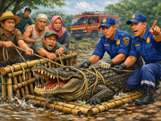 Warga BSD Jebak Buaya, Damkar Amankan Predator 2,5 Meter